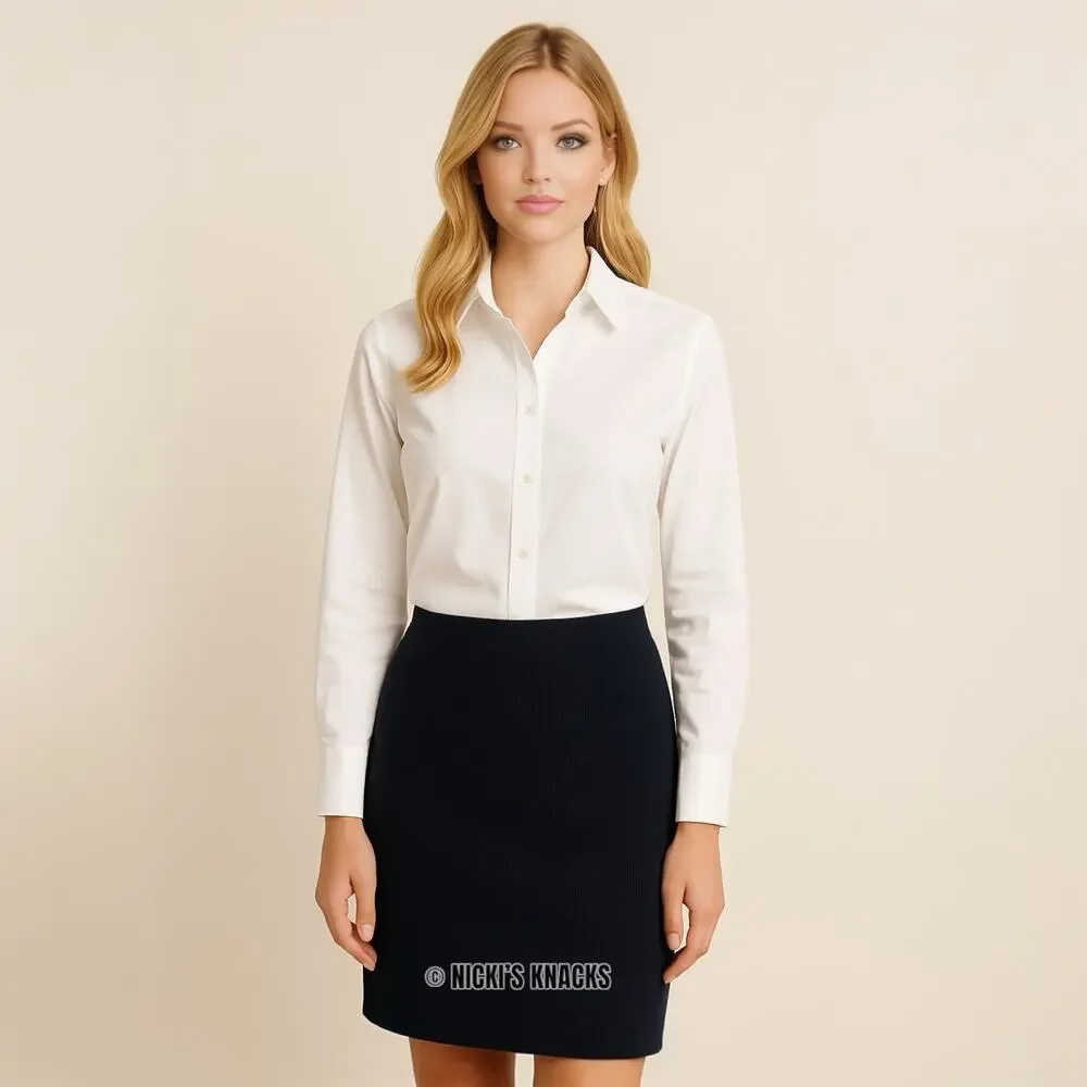 Tommy Hilfiger Navy Waffle Knit Pencil Skirt Y2K Pull On Cotton Retro Size L